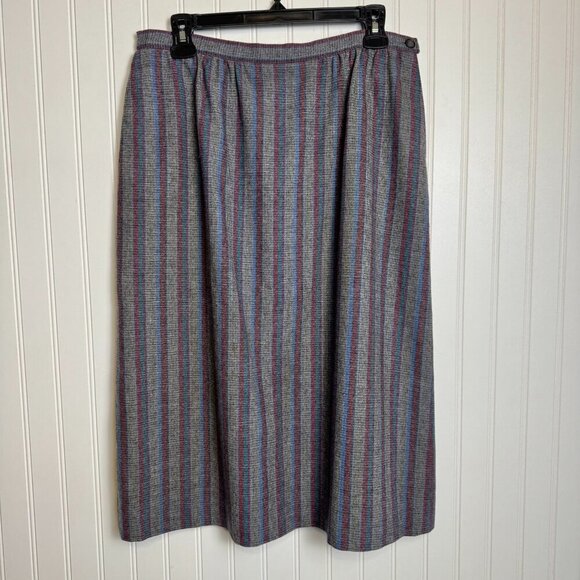 Vintage Pendleton pure virgin wool stripe midi skirt 30" waist P54 - Picture 1 of 4